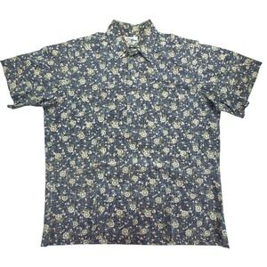 reyn spooner Shirt Mens Medium Blue Floral Hawaiian Aloha Popover Short Sleeve